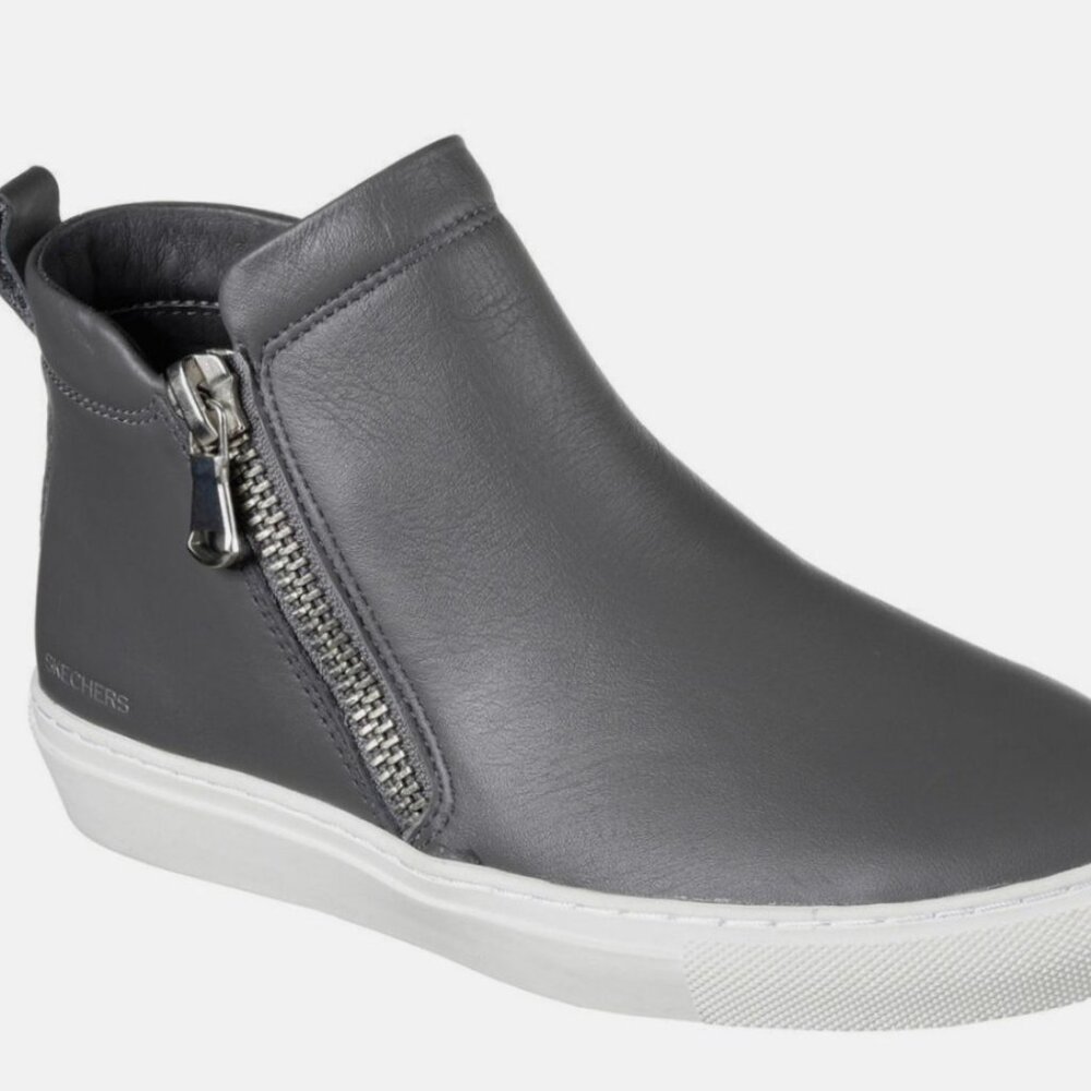 Womens Skechers Vaso Bota Leather Sneaker Bootie Size 7 Grey